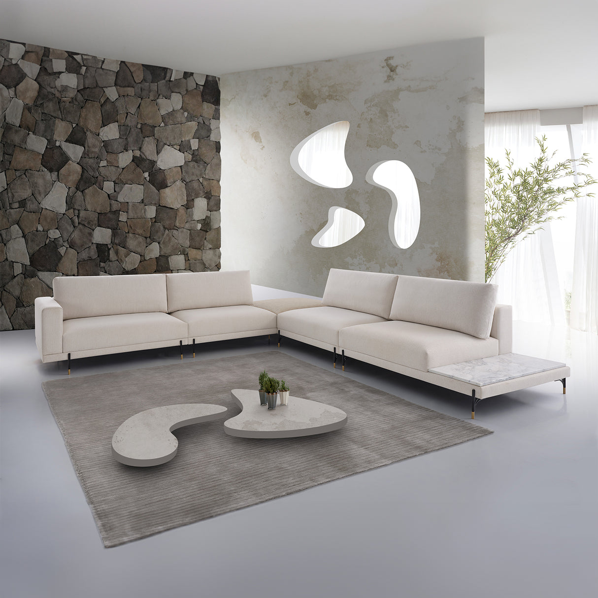 L-shaped Cobble sofa